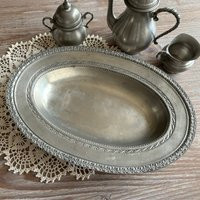 Vintage Pewter Oval Serving Plate, 94% Pewter, Serving Platter, Les Potstainiers Hurois, Mid Century Metalware, Kitchenware | Etsy (US)