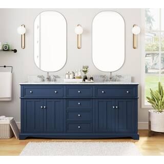 Home Decorators Collection Fremont 72 in. W x 22 in. D x 34 in. H Double Sink Freestanding Bath V... | The Home Depot
