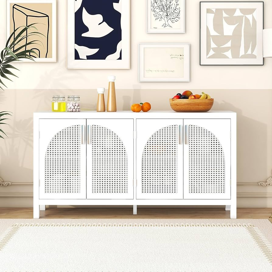 Accent Storage Cabinet Buffet Cabinet Freestanding Storage Sideboard with Artificial Rattan Doors... | Amazon (US)