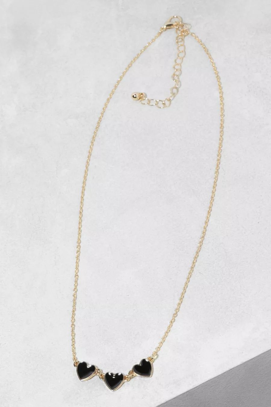 Gold Black Enamel Triple Heart Detail Necklace | boohoo (US & Canada)
