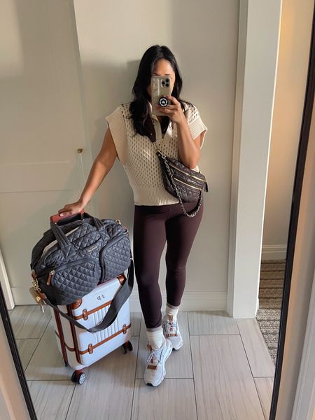 This how I look when I travel 99% of the time! I wish I was one of those people that dress up to fly, but I 💯 prefer comfort over dressing up when it comes to travel. These are my go-to travel essentials! #varley #mzwallace #markandgrahm #travelstyle #traveloutfit 

#LTKItBag #LTKTravel #LTKStyleTip