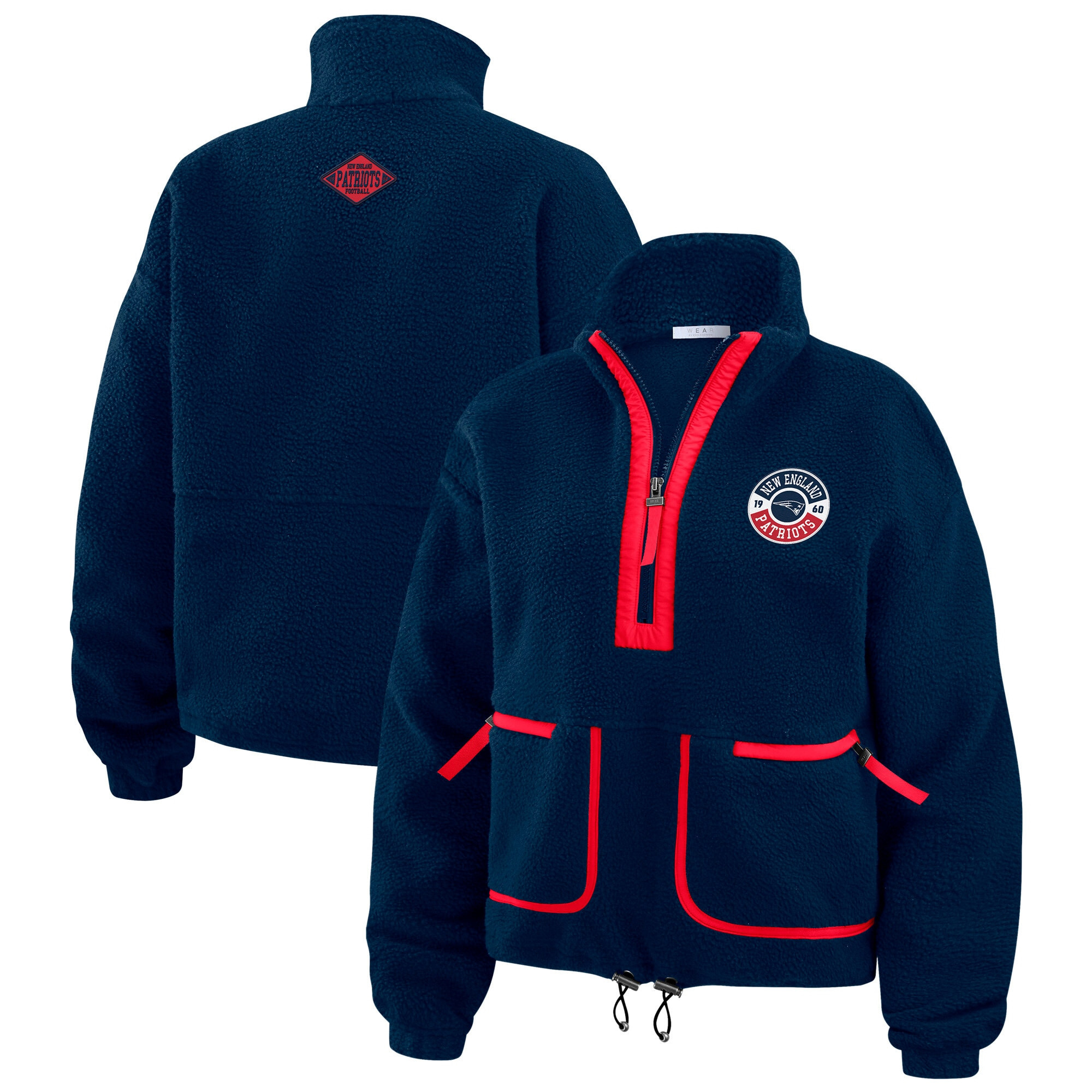 New England Patriots WEAR by Erin Andrews Women's Polar Fleece Half-Zip Jacket - Navy | Fanatics