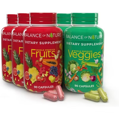 Balance of Nature Whole Food Supplement with Fruit and Vegetable Ingredients for Women, Men, and Kids - 90 Capsules, 3 Sets | Target