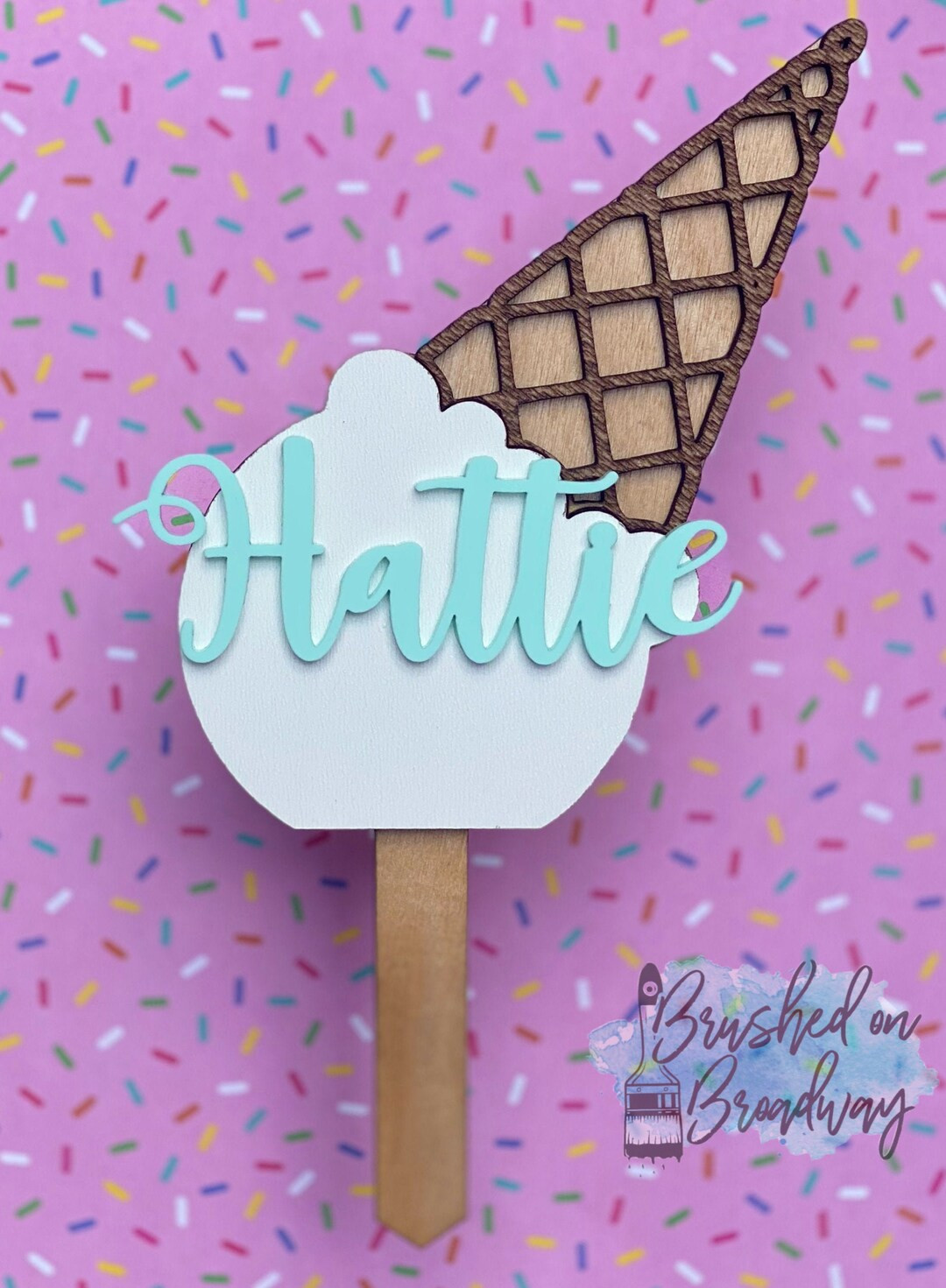 Ice cream cone cake topper, 3D cake topper, ice cream birthday party, custom cake topper, Persona... | Etsy (US)