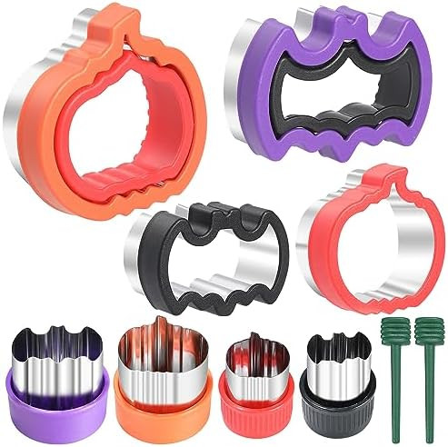 Halloween Cookie Cutters Shapes,Pumpkin and bat shapes，Stainless Steel Biscuit Cutters -Sandwic... | Amazon (US)