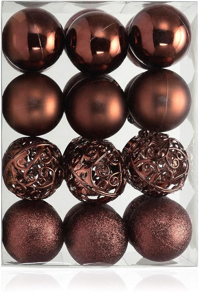 AMS 2.36''/60mm 24ct Christmas Balls Tree Pendants Shatterproof Ornaments Seasonal Decorations fo... | Amazon (US)
