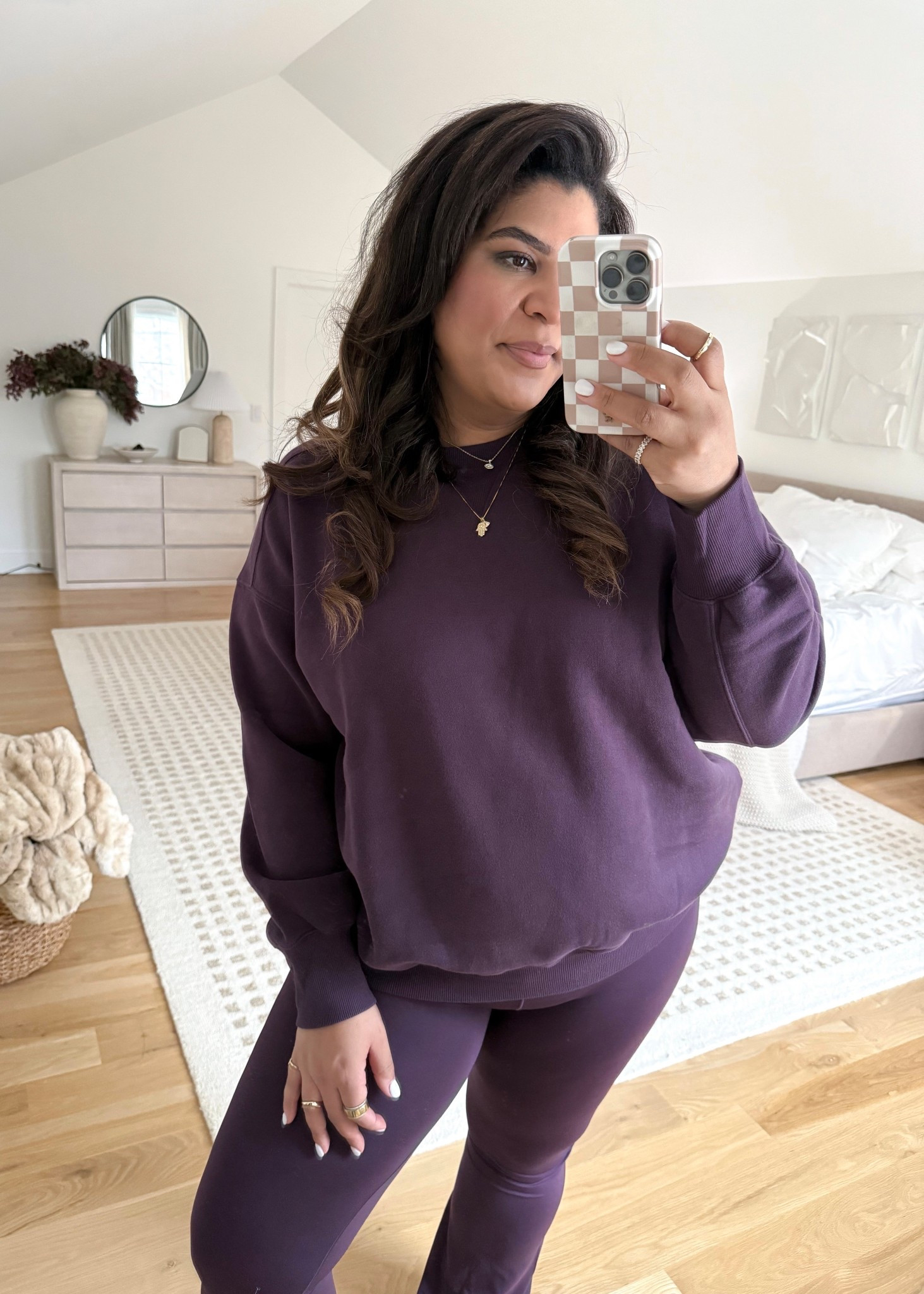 love this cool berry aerie monochromatic look! I’m 5’9” size 12/XL & 24 weeks pregnant & I am wearing a size XL in sweatshirt & L in leggings! I am linking similar vibes from Amazon too if aerie is sold out 🫶🏽

#LTKgrwm #LTKootd #LTKMidsize