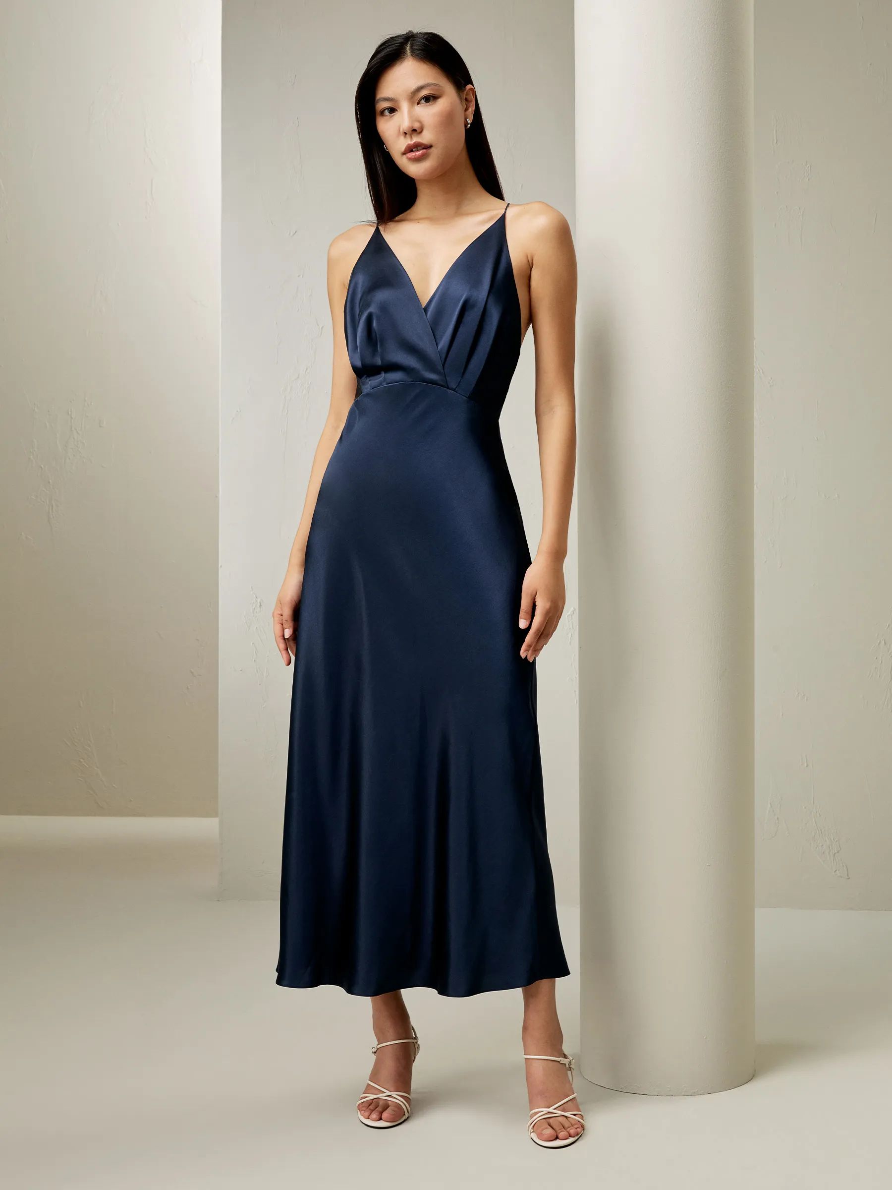 Back Tie Silk Maxi Dress | LilySilk
