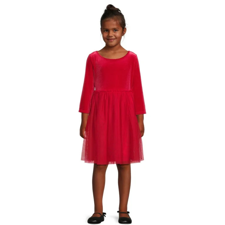 Wonder Nation Girls Velvet Top Tutu Dress, Sizes 4-18 & Plus - Walmart.com | Walmart (US)