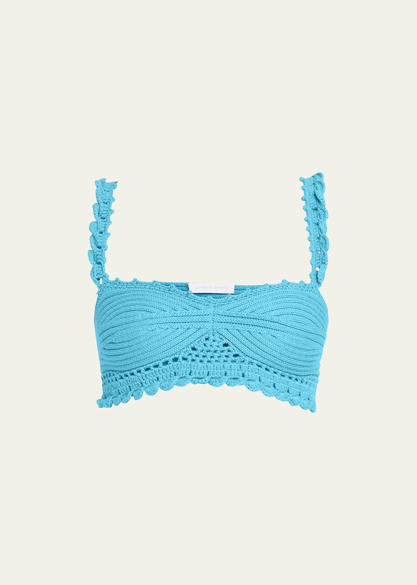 Jonathan Simkhai Ofira Cotton Patchwork Bralette Top | Bergdorf Goodman