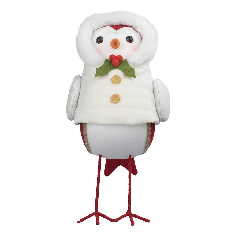 Large Fabric Bird in a White Puffy Coat Christmas Tabletop Decoration, 15 in, by Holiday Time | Walmart (US)