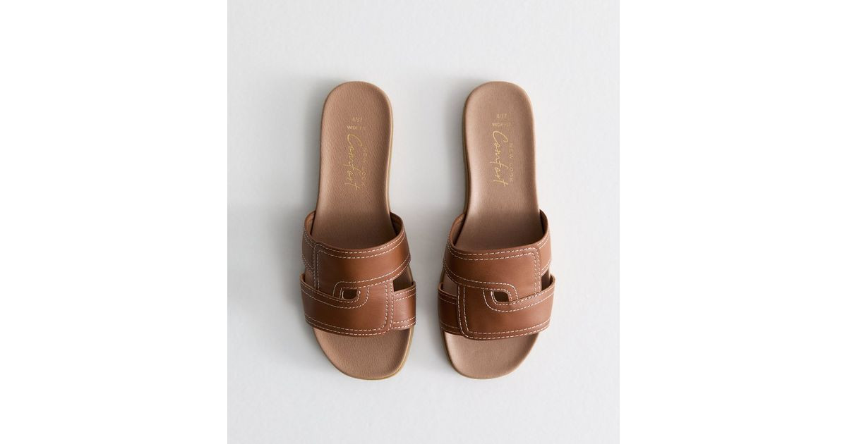 Wide Fit Tan Faux Leather Woven Strap Sandals
						
						Add to Saved Items
						Remove from S... | New Look (UK)
