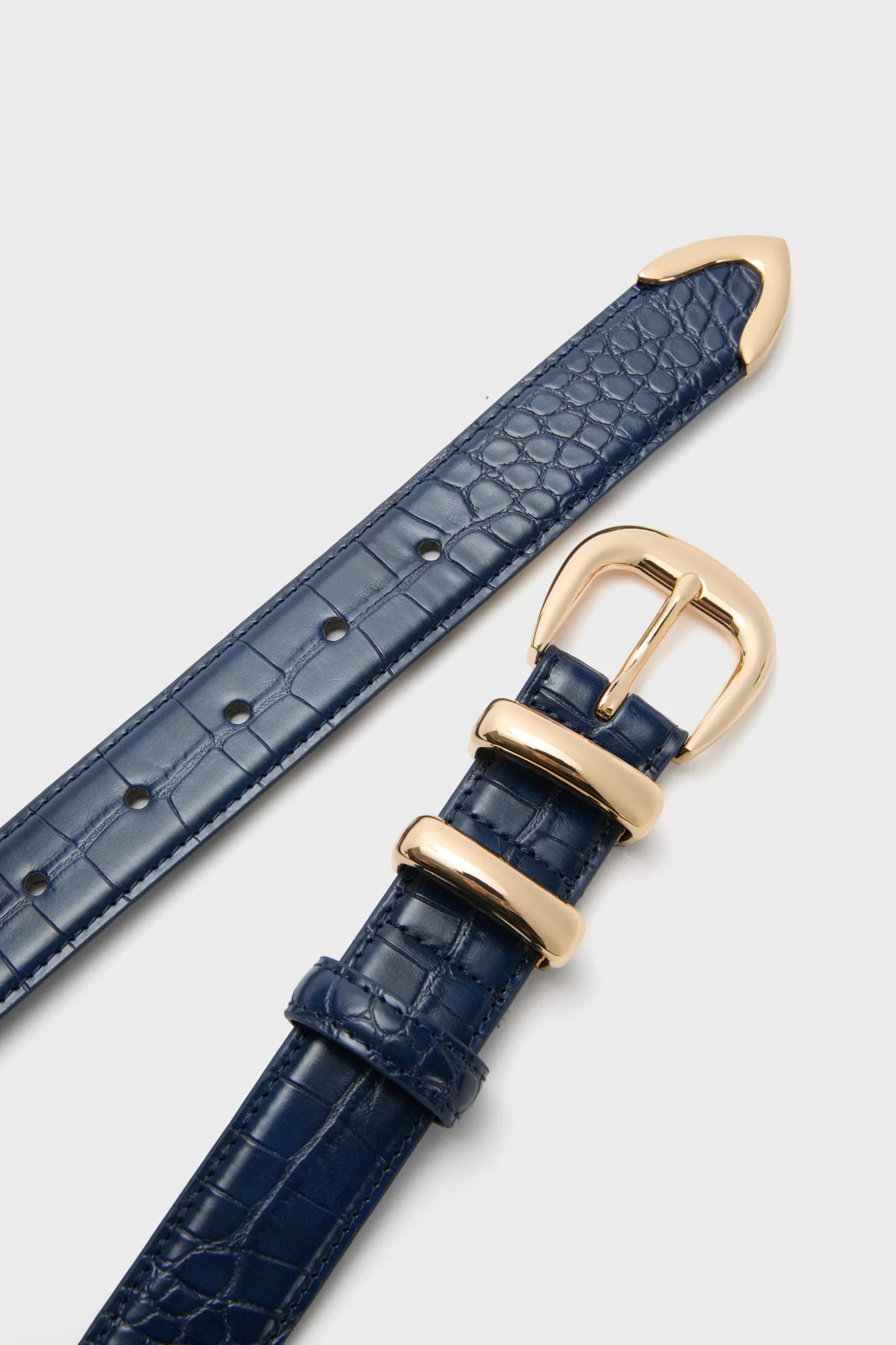 Navy Croc-Embossed Western Belt | Tuckernuck (US)