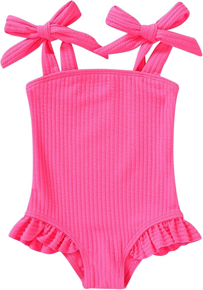 YOUNGER TREE Toddler Swimsuit Girl Color Block Stripe One-Piece Swimwear Baby Girl Bathing Suits | Amazon (US)