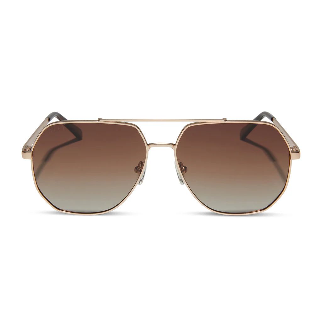 BEVERLIN - HENDRIX + MATTE GOLD + BROWN GRADIENT POLARIZED SUNGLASSES | DIFF Eyewear