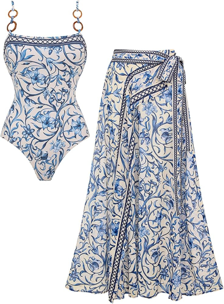 Blue Swimsuit and Skirt | Amazon (US)
