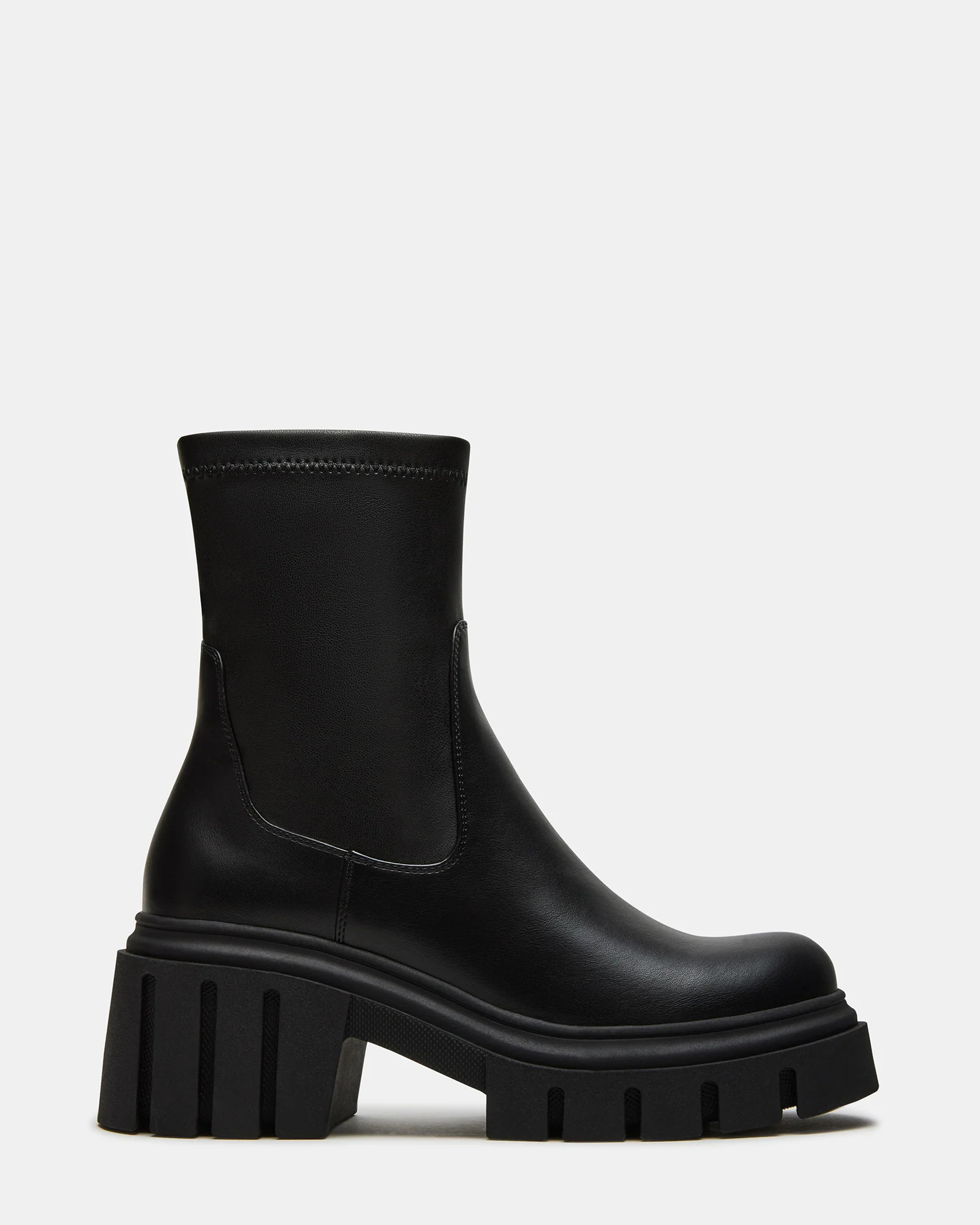 BOOMBA Black Lug Sole Ankle Boot | Women's Booties | Steve Madden (US)