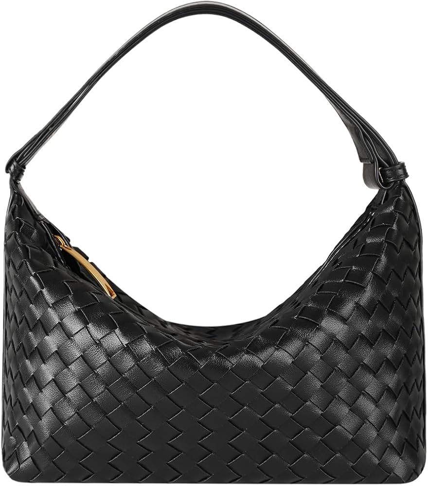 Vegan Leather Woven Tote Handbag, Top-handle Shoulder Bag, Woven Leather Pure Underarm Purse, Clu... | Amazon (US)