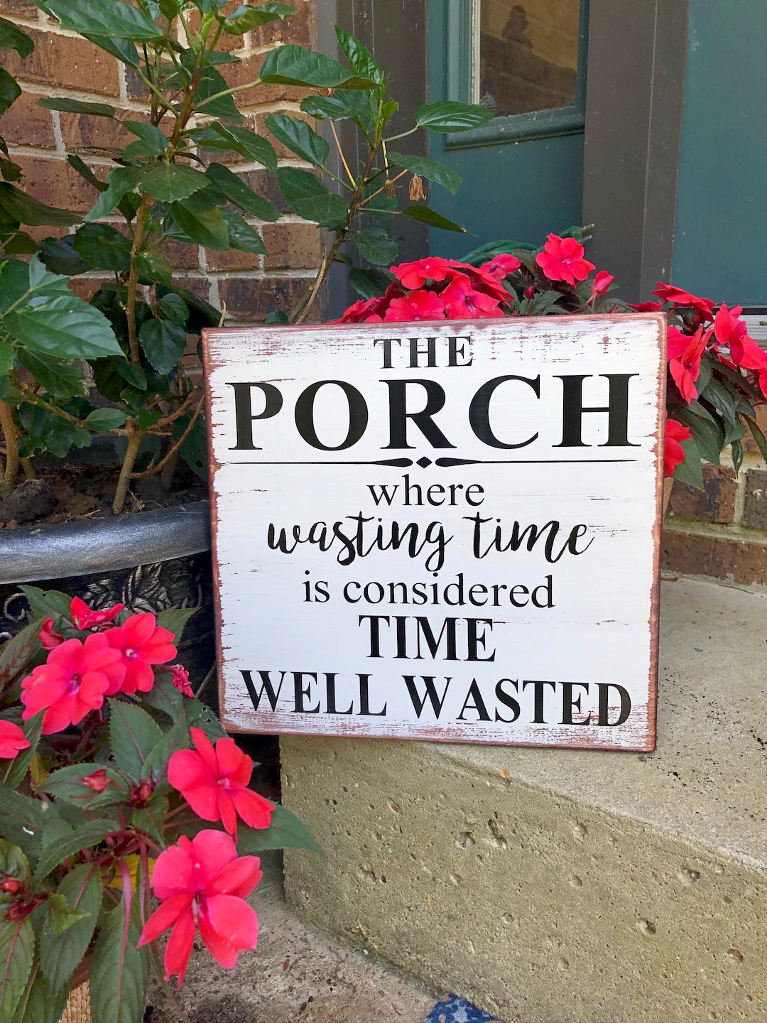 Rustic Farmhouse Porch Sign: Wasting Time is Well Wasted | Etsy (US)