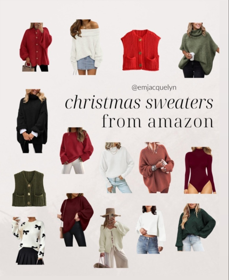 Christmas sweaters from Amazon.  

 #LTKHoliday #LTKPetite #LTKFindsUnder50