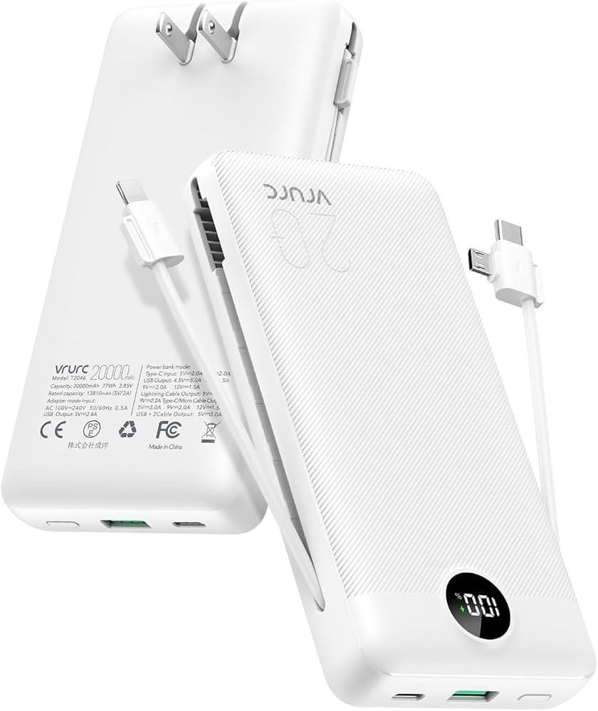 VRURC Power Bank 20000mAh, Fast Charging Portable Charger USB C,4 Output 2 Input Travel Essential... | Amazon (US)