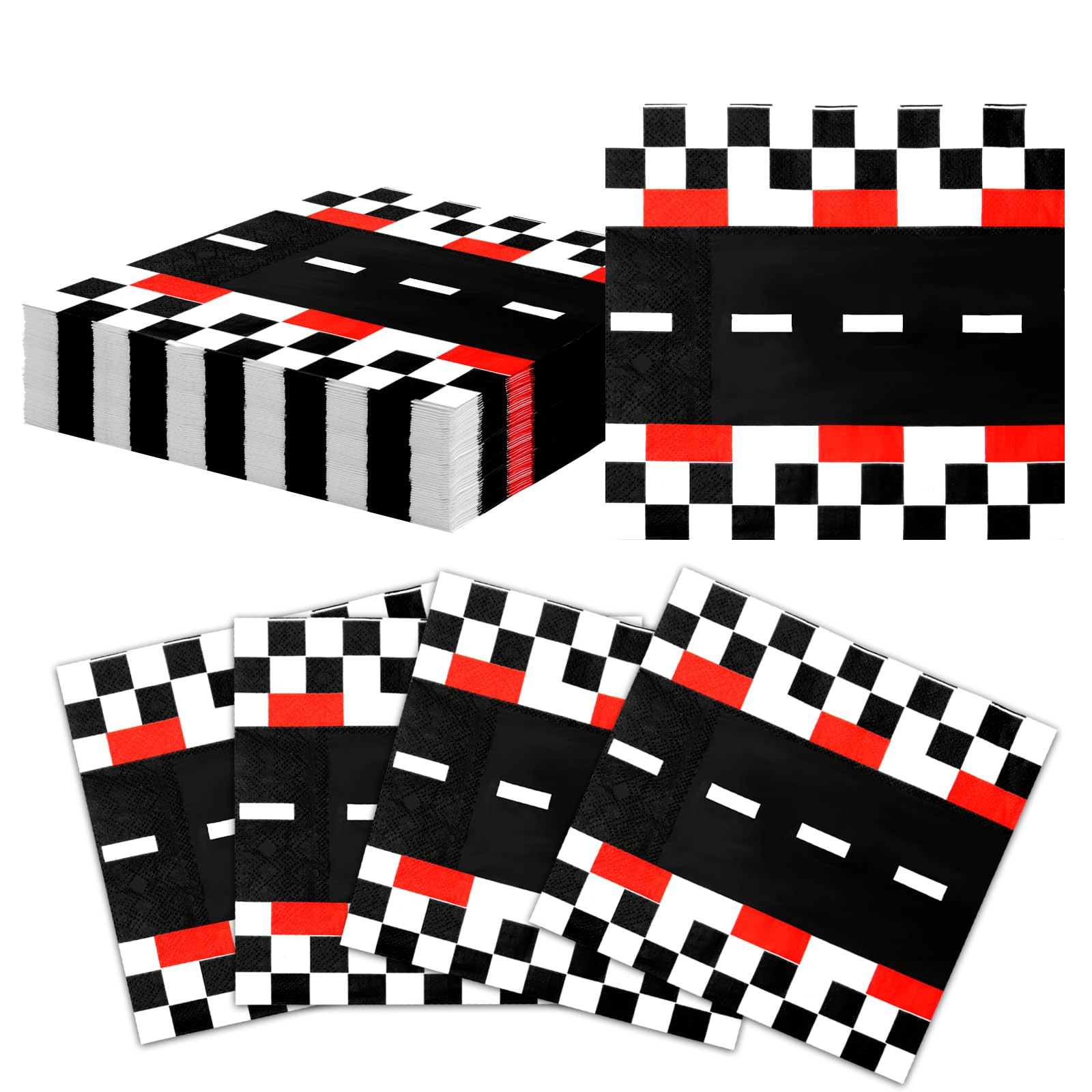 50 Pcs Race Car Party Napkins, HYMENEX Race Car Checkered Napkins 3 Ply Paper Napkins for Party D... | Amazon (US)