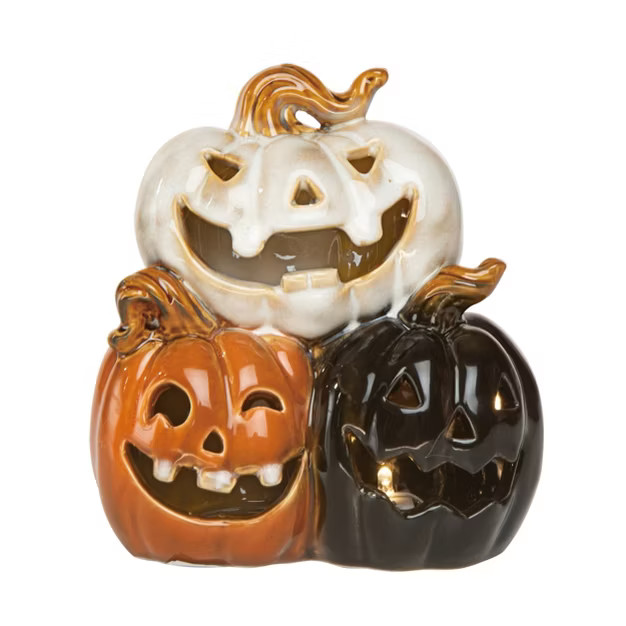 Transpac Ceramic 6.69 in. Multicolored Halloween Light Up Jack-O-Lantern Decor | Target