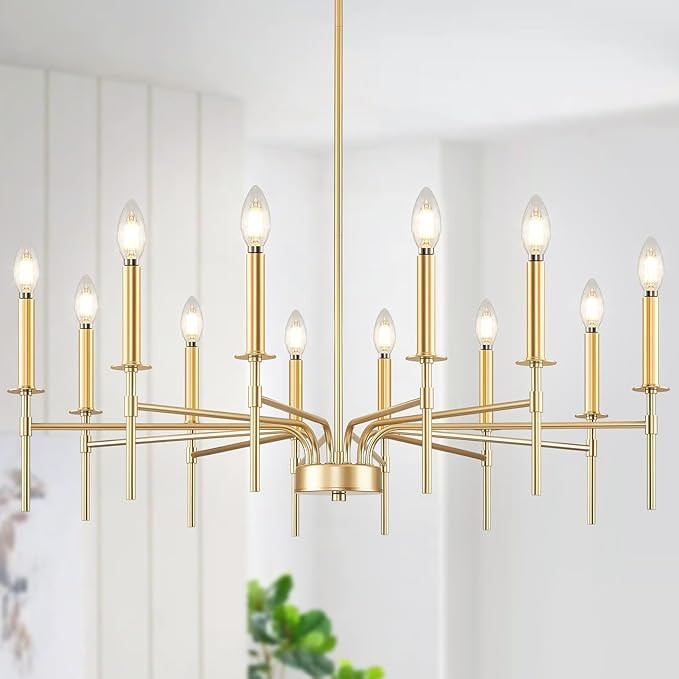 12 Light Gold Chandelier Light Fixture, Modern Farmhouse Chandeliers for Dining Room Light Fixtur... | Amazon (US)