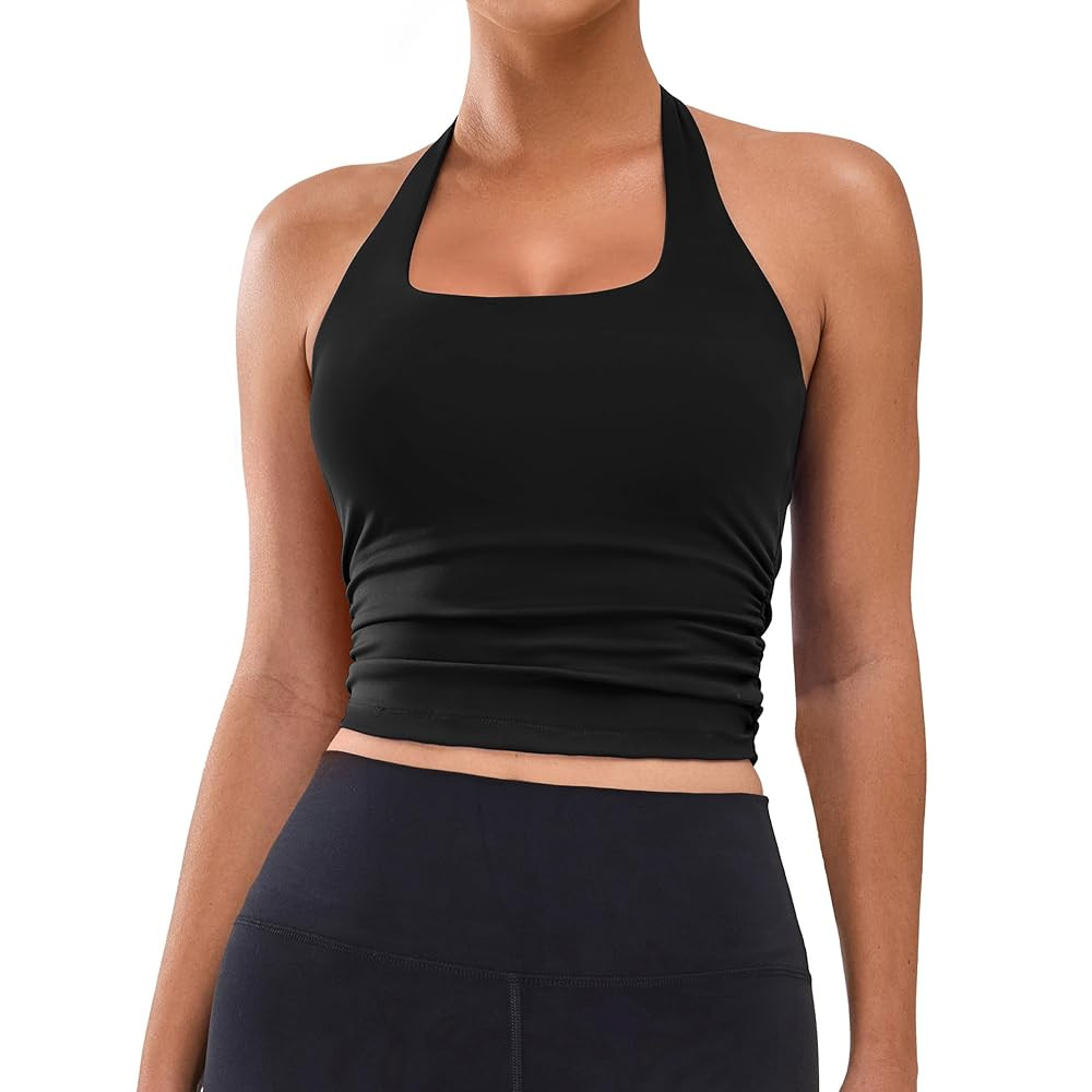 BMJL Womens Halter Built in Bra Workout Sports Tank Tops Summer Trendy Backless Going Out Clothin... | Amazon (US)