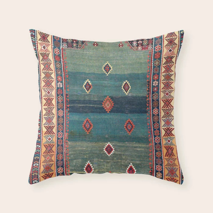 Sivas Antique Turkish Niche Kilim Print Throw Pillow | Society6