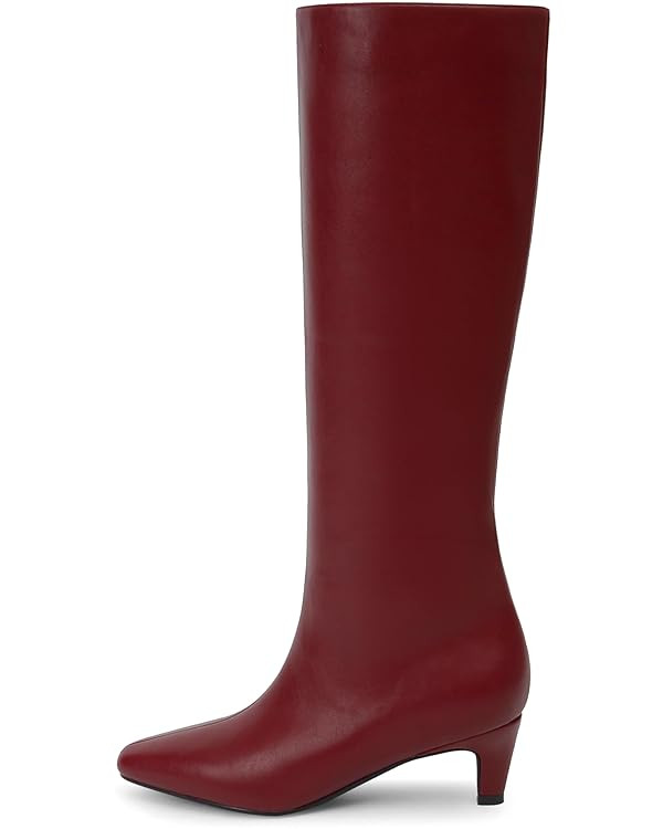 Modatope Knee High Boots Women Square Toe Kitten Heel Tall Boots Womens Fashion Long Boots | Amazon (US)