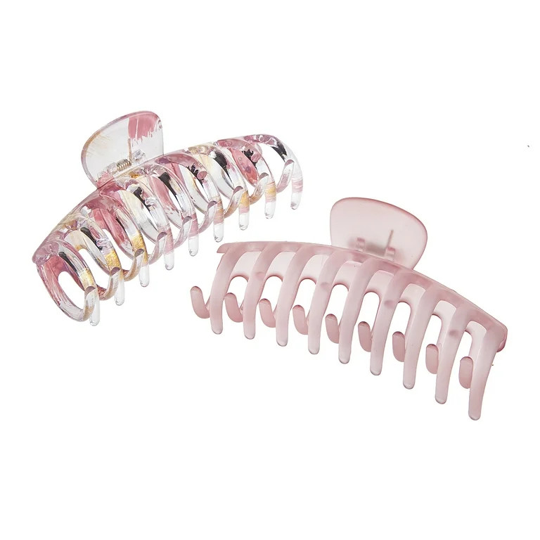 Enchante Wide-Curved No-Slip Claw Clips, Multicolor & Peach Painted, 2 Ct | Walmart (US)