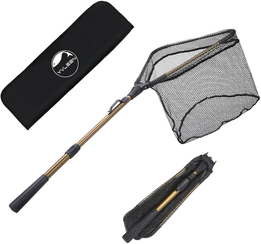 YVLEEN Folding Fishing Net - Foldable Fish Landing Net Robust Aluminum Telescopic Pole Handle and... | Amazon (US)