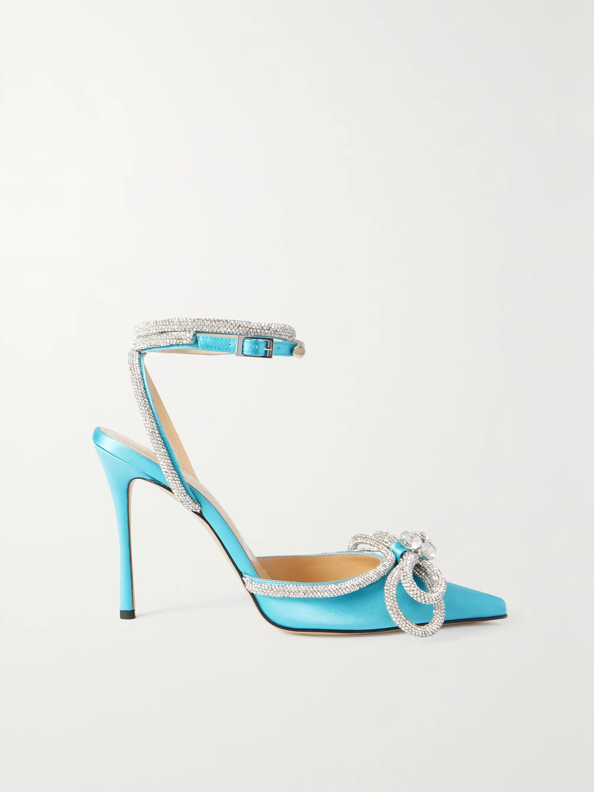 Double Bow crystal-embellished silk-satin point-toe pumps | NET-A-PORTER (US)