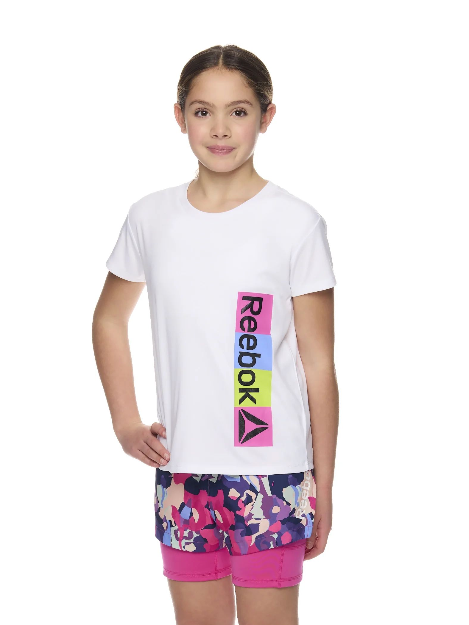 Reebok Girl’s Active Graphic Short Sleeve Tee, Sizes 4-18 - Walmart.com | Walmart (US)