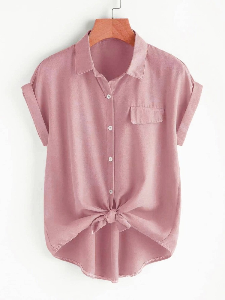 EMERY ROSE Roll Sleeve Button Front Shirt
       
              
              $8.99        
    ... | SHEIN