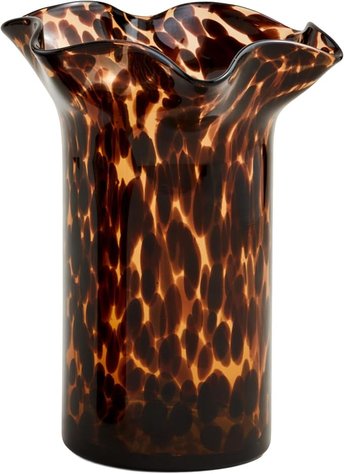 Mud Pie Ruffle Tortoise Glass Vase, Large, 9.5" x 7.25" | Amazon (US)