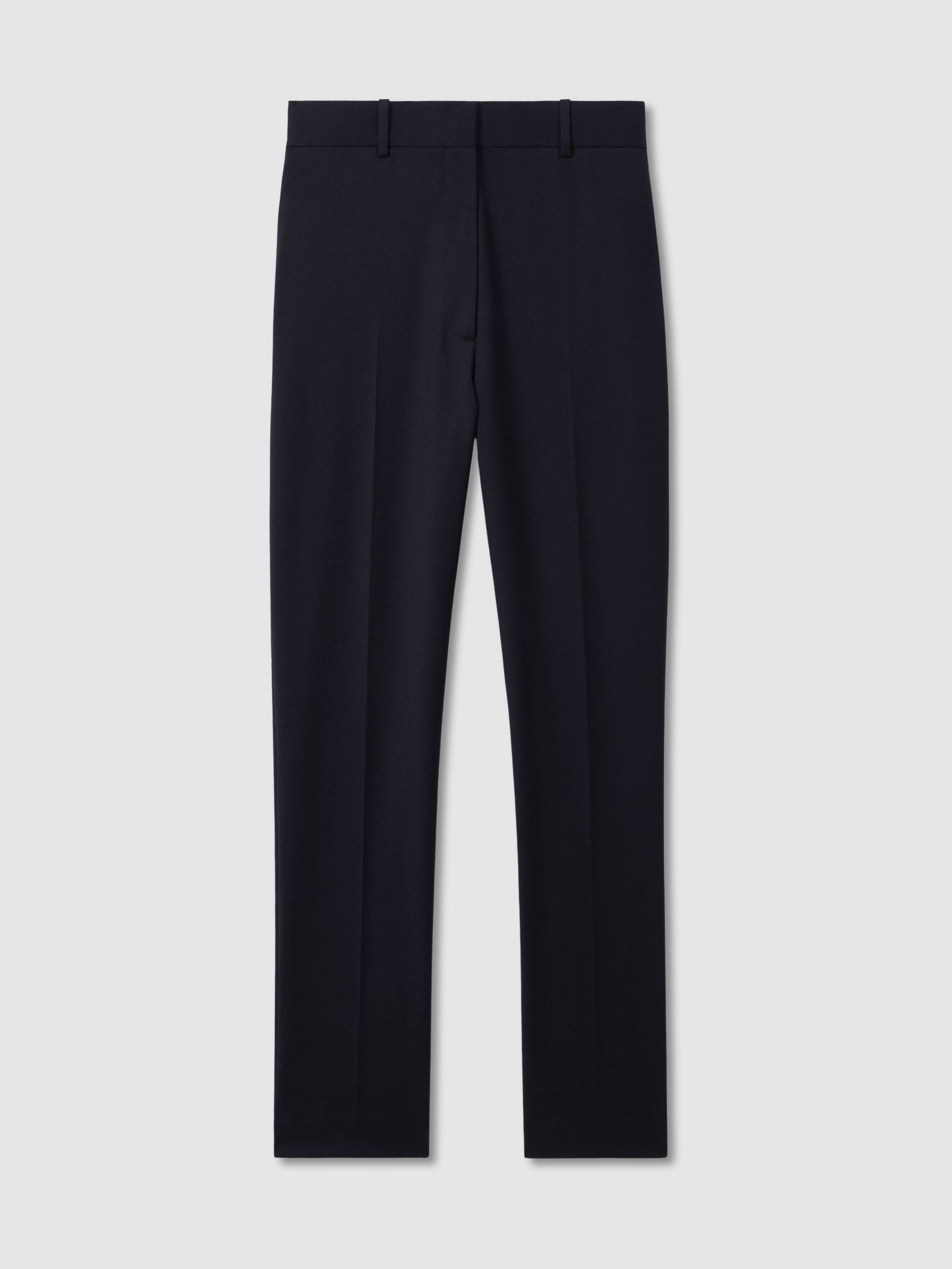 Wool-Blend Tailored Flared Suit Trousers in Navy | Reiss UK