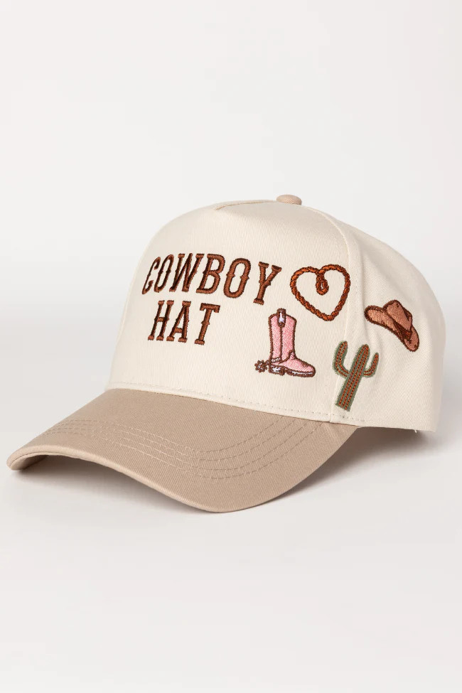 Cowboy Hat Beige Baseball Cap | Pink Lily