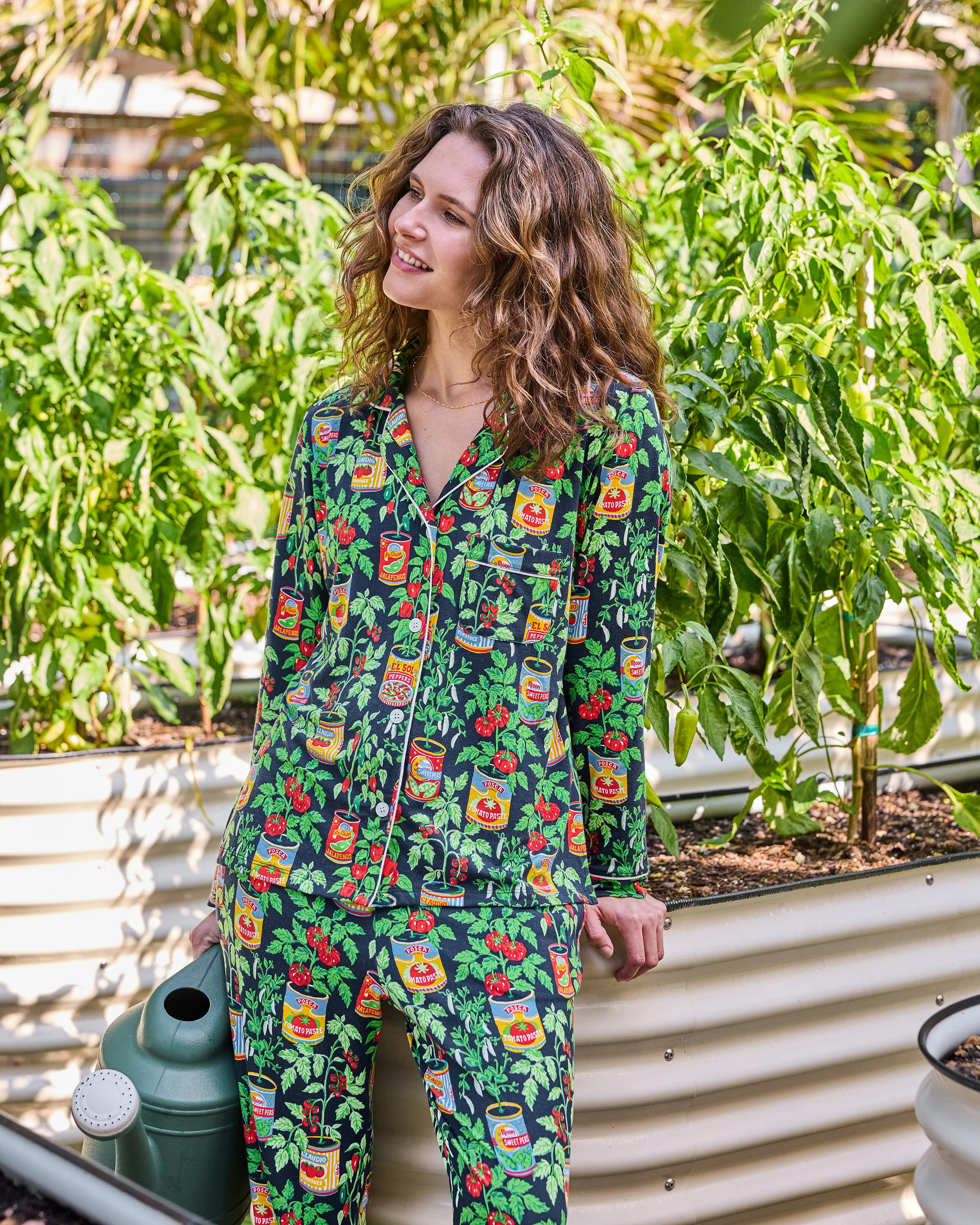 Kitchen Garden - Organic Pima Modal Knit Long PJ Set - Navy | Printfresh