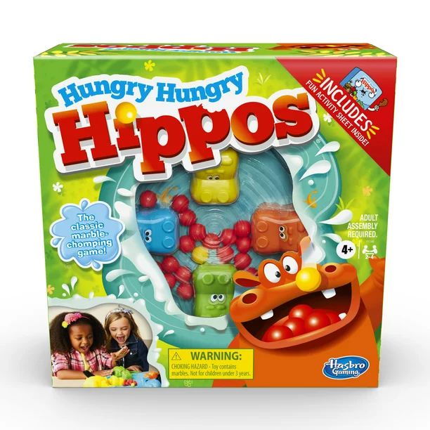 Hungry Hungry Hippos Game Includes Activity Sheet and Storage Cover, Ages 4 and Up - Walmart.com | Walmart (US)