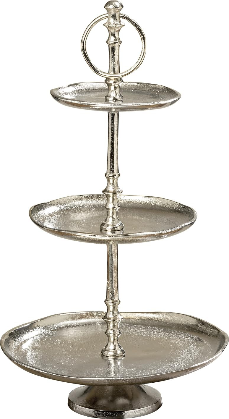 Old World Grand Hotel Cake Stand, 3 Tiers, Decorative, Polished Silver Aluminum, Loose Scallop Ri... | Amazon (US)