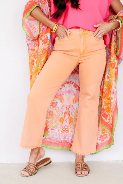 Take it Away Orange Wide Leg Jean | The Willow Tree