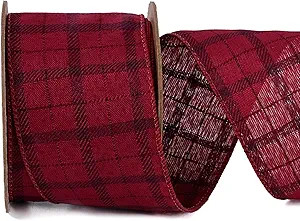 LaRibbons Black and Red Plaid Ribbon Wired 2.5 Inch x 10 Yards Christmas Wired Ribbon for Xmas Tr... | Amazon (US)