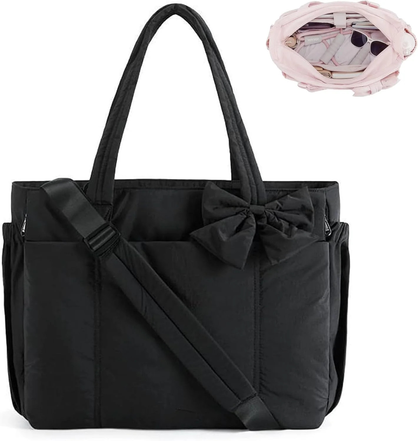 Lightweight Crush Bow Tote Bag for Women, Handbags For Women, Stylish for Commuting, Beach, Trave... | Walmart (US)