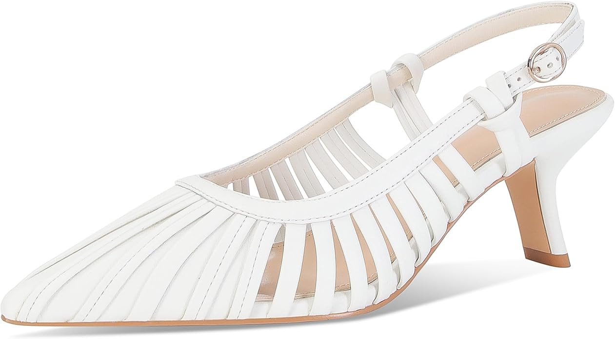 DOEYG Pointed Toe Kitten Heels for Women Slingback Heels Pumps Dressy Stiletto Heel Pumps Low Hee... | Amazon (US)