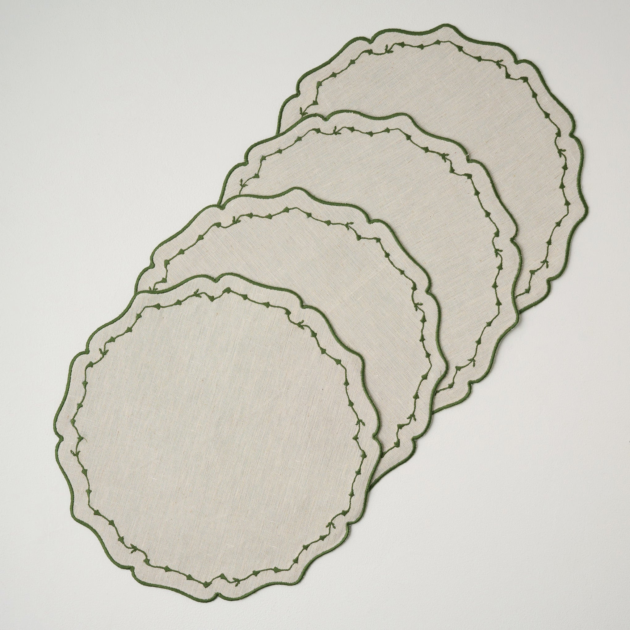 Green Tulip Embroidered Edge Placemat Set of Four | Magnolia