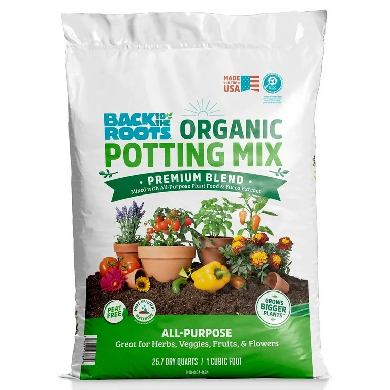 Back to the Roots Organic Potting Mix All-Purpose Premium Blend Soil, 1 cu ft | Walmart (US)