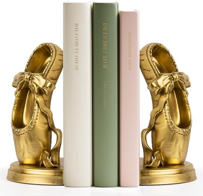 Bookends for Shelves, Heavy Duty Book Ends - Ballet Slipper Decorative Bookends with Anti-Slip Pa... | Amazon (US)