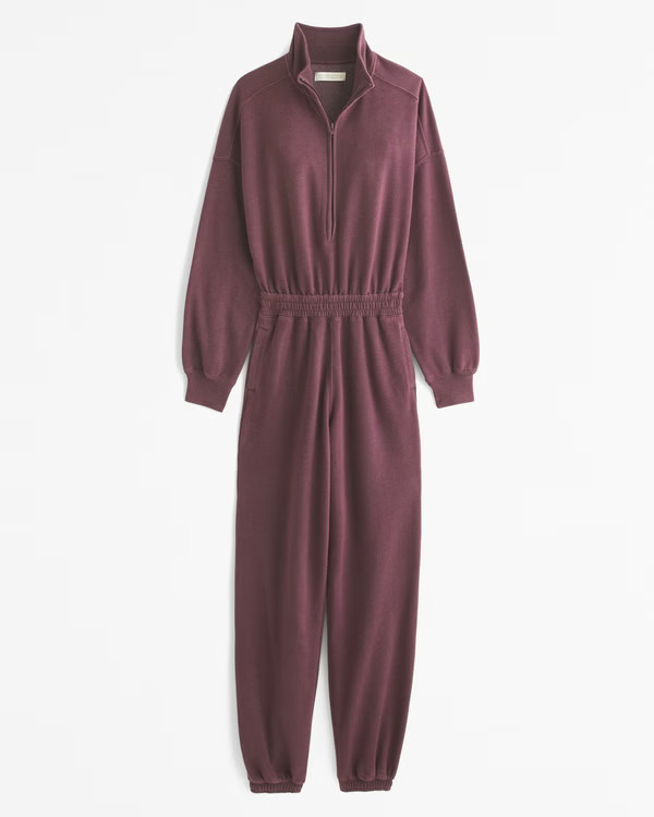 Long-Sleeve Half-Zip Fleece Jumpsuit | Abercrombie & Fitch (US)